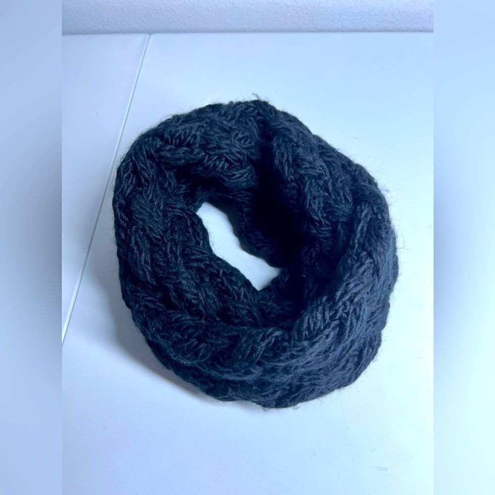 Black Infinity Shimmery Loop Scarf Knitted